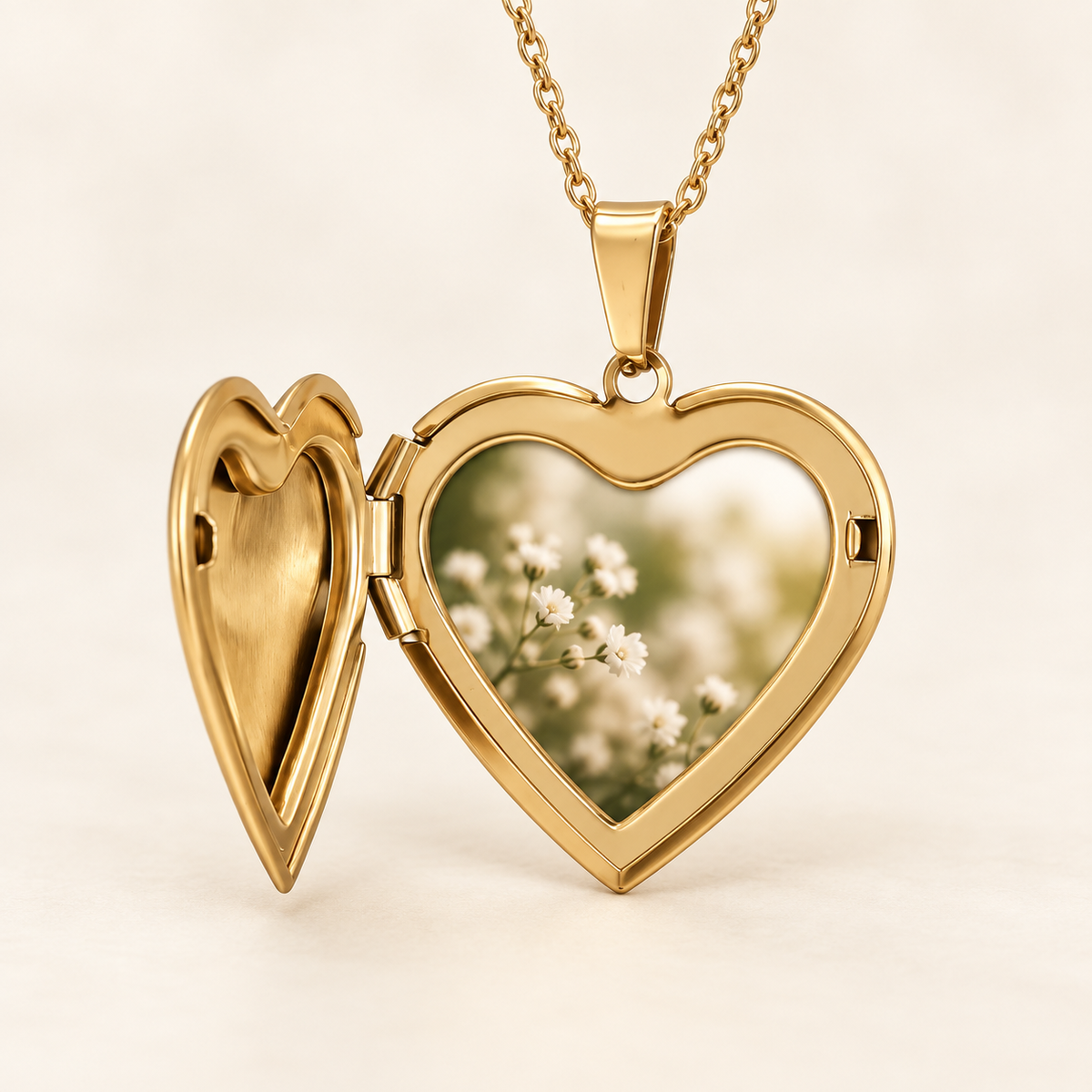 Herz-Fotomedaillon Halskette – Gold