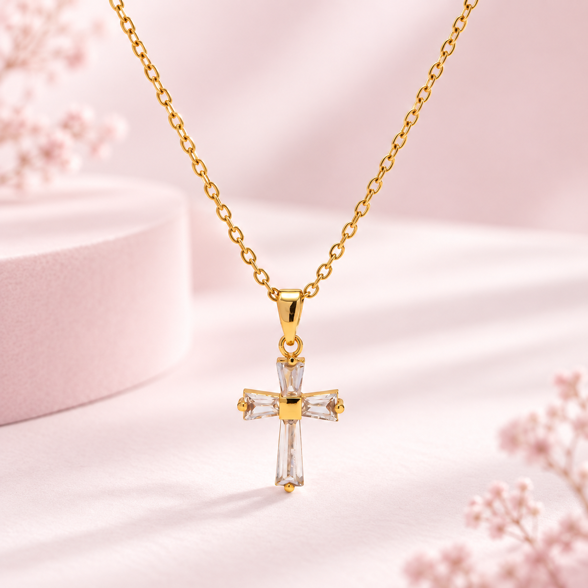 May Kreuz-Halskette mit Zirkonia in Gold