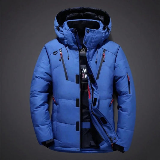 Wasserdichte Winterjacke für Herren mit Thermoisolierung, Polyester-Mischung, ideal für Outdoor-Aktivitäten – Blau