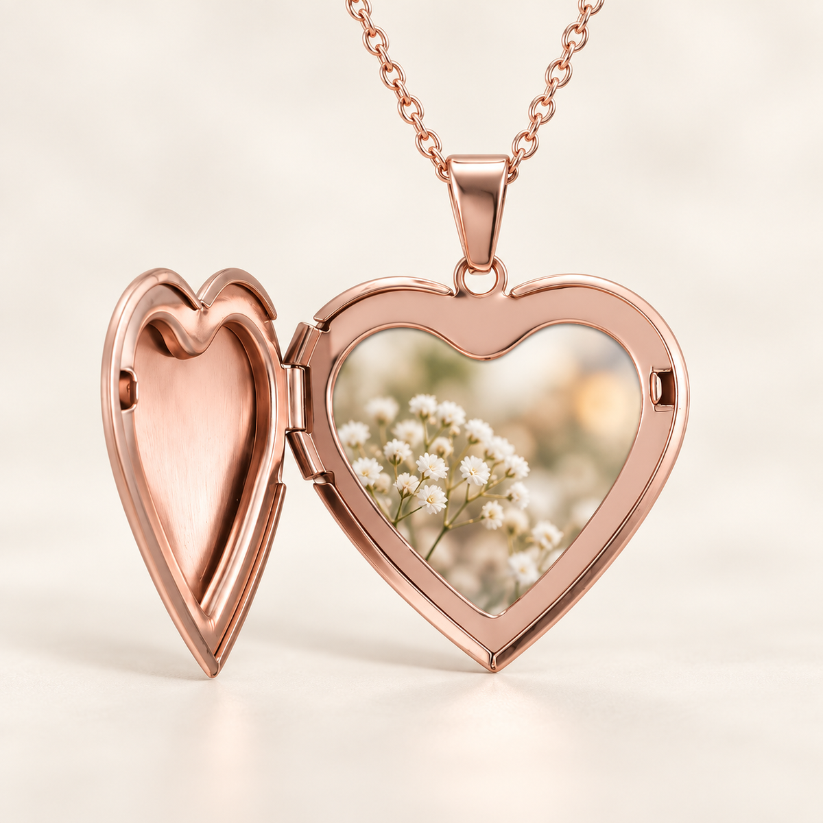 Herz-Fotomedaillon Halskette – Roségold