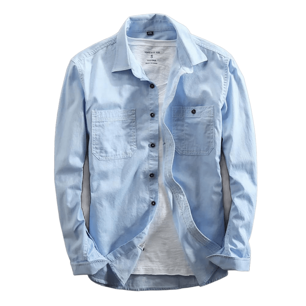 Herren Baumwollhemd Freizeithemd | Lässiges Langarm Hemd mit Brusttaschen [ Herrenkollektion - Hemden - Langarmhemden ] 28 - Herren Baumwollhemd Freizeithemd Gratti Paris 