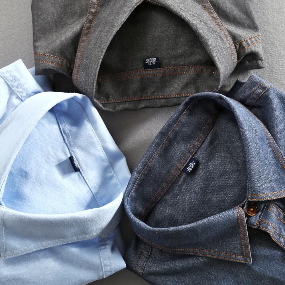 Herren Baumwollhemd Freizeithemd | Lässiges Langarm Hemd mit Brusttaschen [ Herrenkollektion - Hemden - Langarmhemden ] 28 - Herren Baumwollhemd Freizeithemd Gratti Paris 