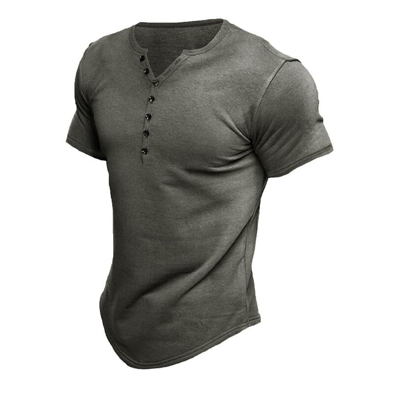 Herren Henley Shirt Kurzarm | Slim Fit T-Shirt mit Knopfleiste blau [ Herrenkollektion - Frühling & Sommer '25 - Hemden ] 67 - Herren Henley Shirt Kurzarm Gratti Paris Grau XS 