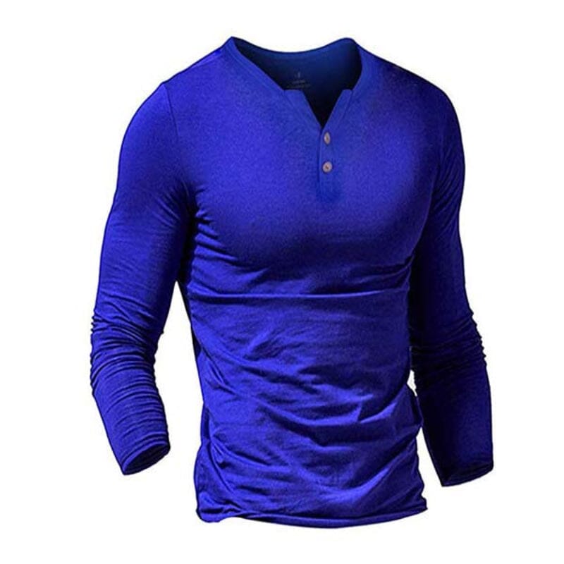 Herren Henley Shirt langarm Slim Fit | Muskelshirt mit Knopfleiste schwarz [ Herrenkollektion - Hemden - Langarmhemden ] 64 - Herren Henley Shirt langarm Slim Fit Gratti Paris grau S 