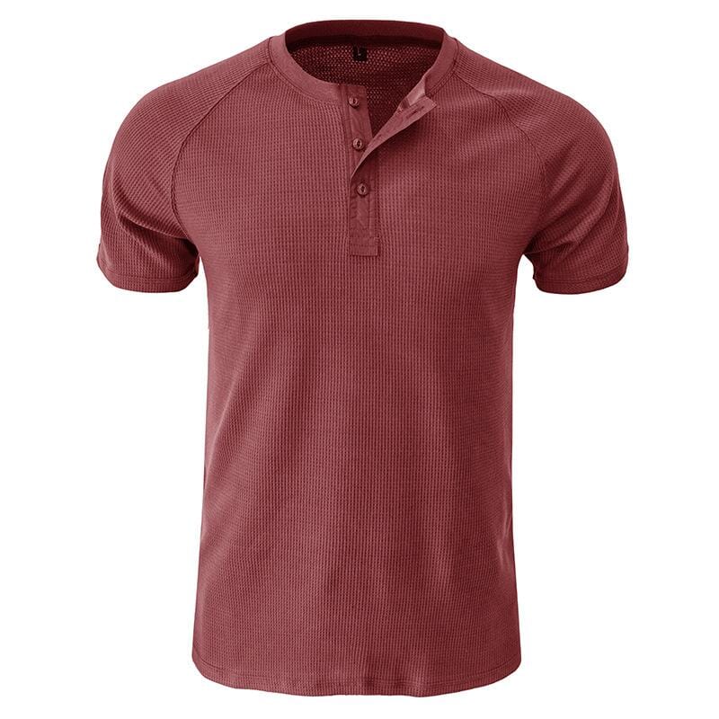 Herren Henley Shirt mit Waffelstruktur | Muskelshirt Raglan Kurzarm [ Herrenkollektion - Frühling & Sommer '25 - Hemden ] 73 - Herren Henley Shirt mit Waffelstruktur Gratti Paris 