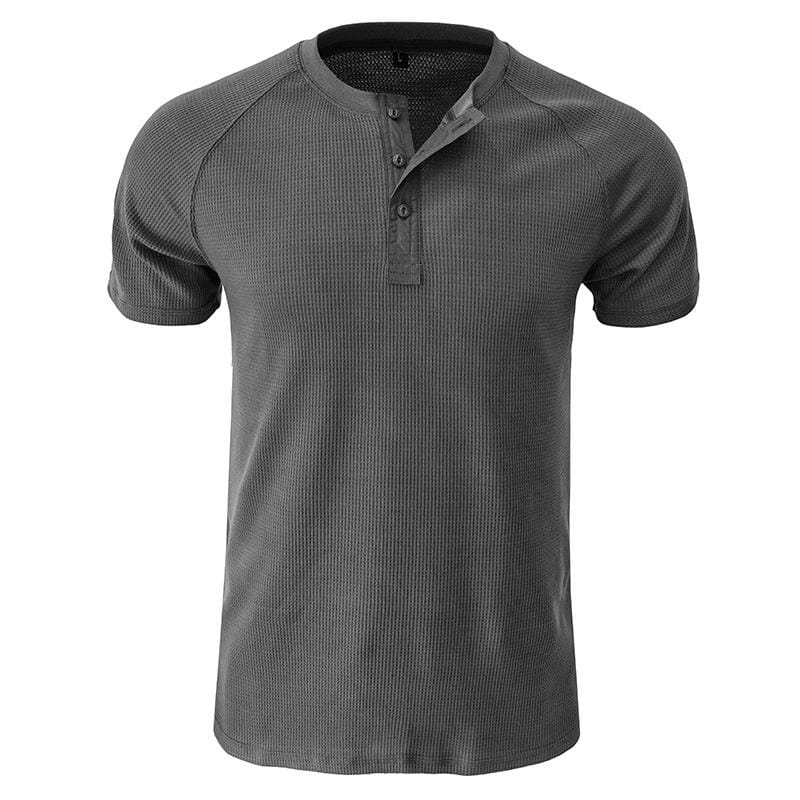 Herren Henley Shirt mit Waffelstruktur | Muskelshirt Raglan Kurzarm [ Herrenkollektion - Frühling & Sommer '25 - Hemden ] 73 - Herren Henley Shirt mit Waffelstruktur Gratti Paris 