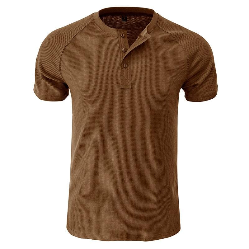 Herren Henley Shirt mit Waffelstruktur | Muskelshirt Raglan Kurzarm [ Herrenkollektion - Frühling & Sommer '25 - Hemden ] 73 - Herren Henley Shirt mit Waffelstruktur Gratti Paris 