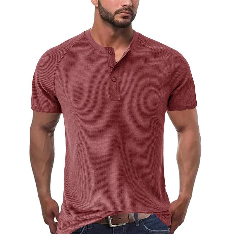 Herren Henley Shirt mit Waffelstruktur | Muskelshirt Raglan Kurzarm [ Herrenkollektion - Frühling & Sommer '25 - Hemden ] 73 - Herren Henley Shirt mit Waffelstruktur Gratti Paris 