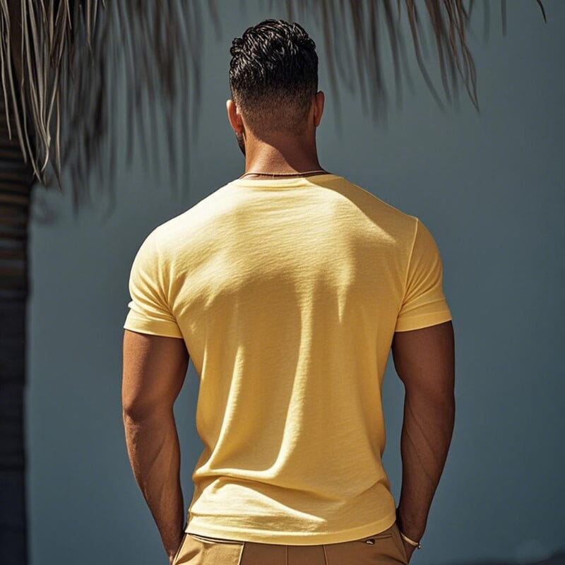 Herren Rundhals T-Shirt Slim Fit | Lässiges T-Shirt Baumwolle weiß [ Herrenkollektion - Frühling & Sommer '25 - Hemden ] 124 - Herren Rundhals T-Shirt Slim Fit Gratti Paris 