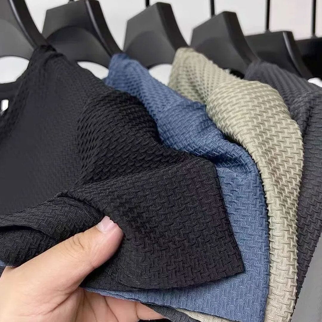 Herren Rundhals T-Shirt | Waffelstruktur Shirt kurzarm schwarz [ Herrenkollektion - Frühling & Sommer '25 - Hemden ] 55 - Herren Rundhals T-Shirt Gratti Paris 