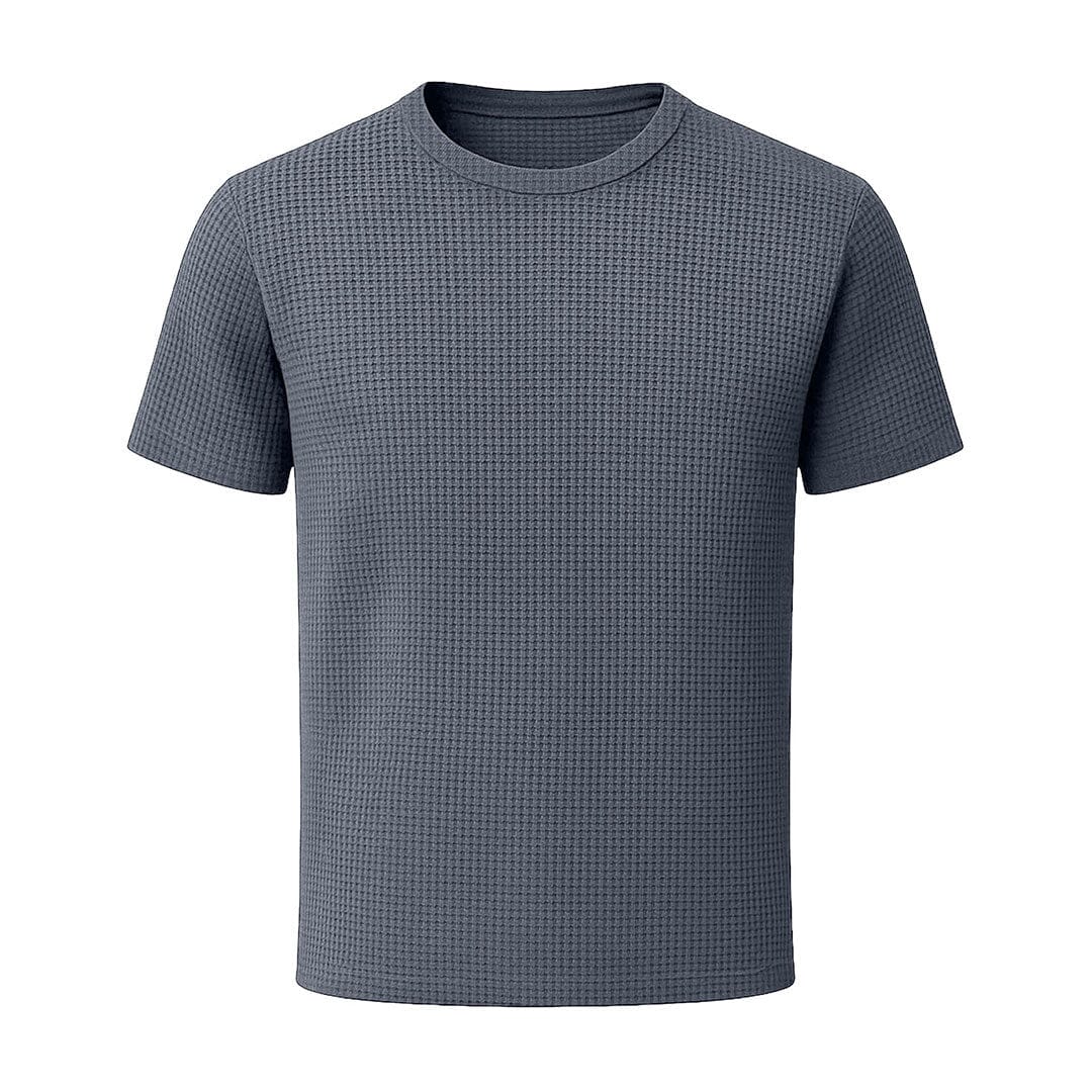 Herren Rundhals T-Shirt | Waffelstruktur Shirt kurzarm schwarz [ Herrenkollektion - Frühling & Sommer '25 - Hemden ] 55 - Herren Rundhals T-Shirt Gratti Paris Gunmetalgrau S 