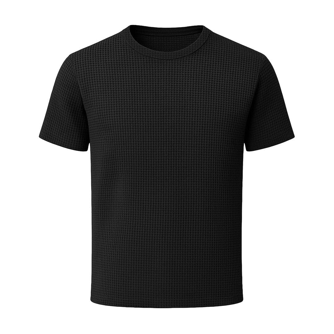 Herren Rundhals T-Shirt | Waffelstruktur Shirt kurzarm schwarz [ Herrenkollektion - Frühling & Sommer '25 - Hemden ] 55 - Herren Rundhals T-Shirt Gratti Paris Rußschwarz S 
