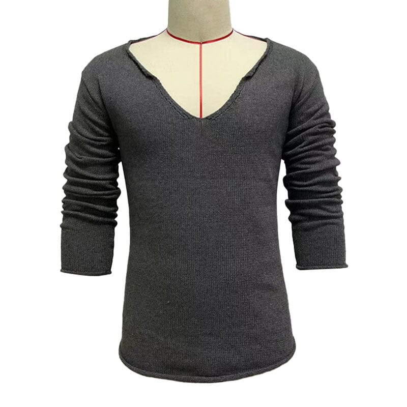 Herren Strickshirt V-Ausschnitt Slim Fit | Lässiger Strickpullover mit Knopfleiste [ Herrenkollektion - Hemden - Langarmhemden ] 63 - Herren Strickshirt V-Ausschnitt Slim Fit Gratti Paris 