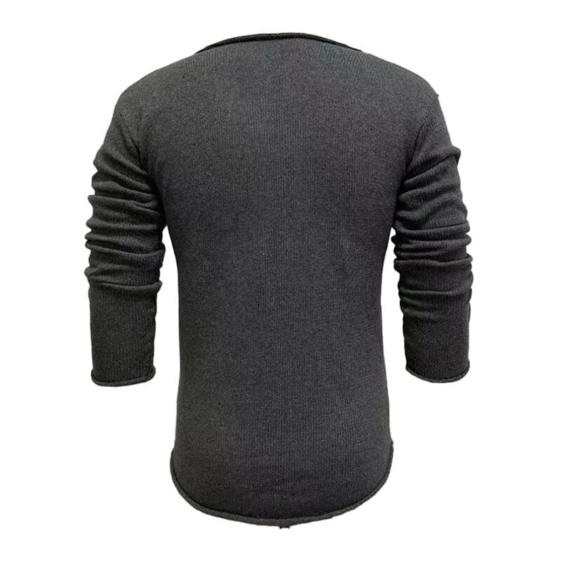 Herren Strickshirt V-Ausschnitt Slim Fit | Lässiger Strickpullover mit Knopfleiste [ Herrenkollektion - Hemden - Langarmhemden ] 63 - Herren Strickshirt V-Ausschnitt Slim Fit Gratti Paris 