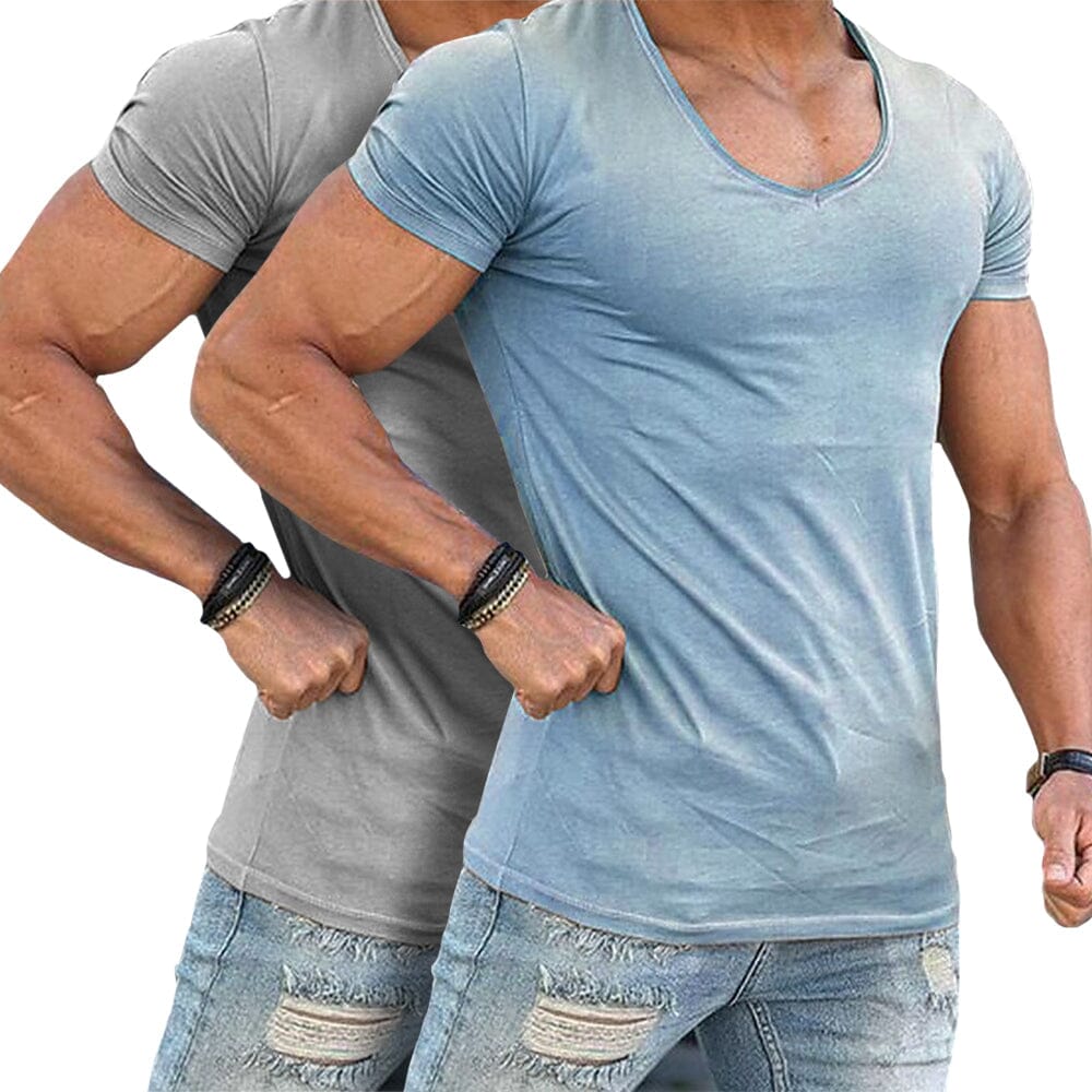 Herren T-Shirt mit tiefem V-Ausschnitt | Slim Fit Muskelshirt weiß [ Herrenkollektion - Frühling & Sommer '25 - Hemden ] 31 - Herren T-Shirt mit tiefem V-Ausschnitt Gratti Paris 