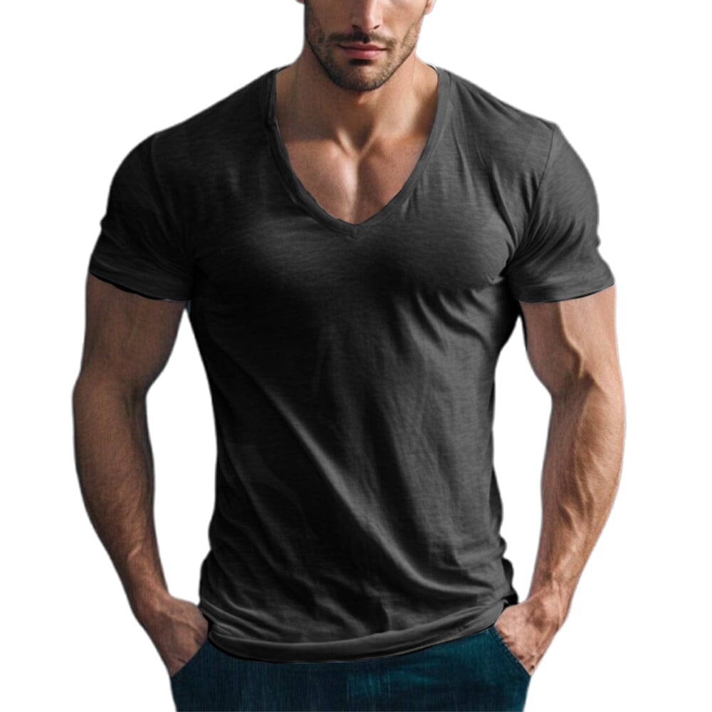 Herren T-Shirt V-Ausschnitt | Slim Fit Muskelshirt weiß [ Herrenkollektion - Frühling & Sommer '25 - Hemden ] 29 - Herren T-Shirt V-Ausschnitt Gratti Paris Schwarz S 